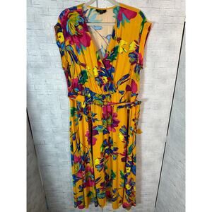 MSK women’s maxi dress tie, waste colorful cap sleeve hippie bohemian plus size